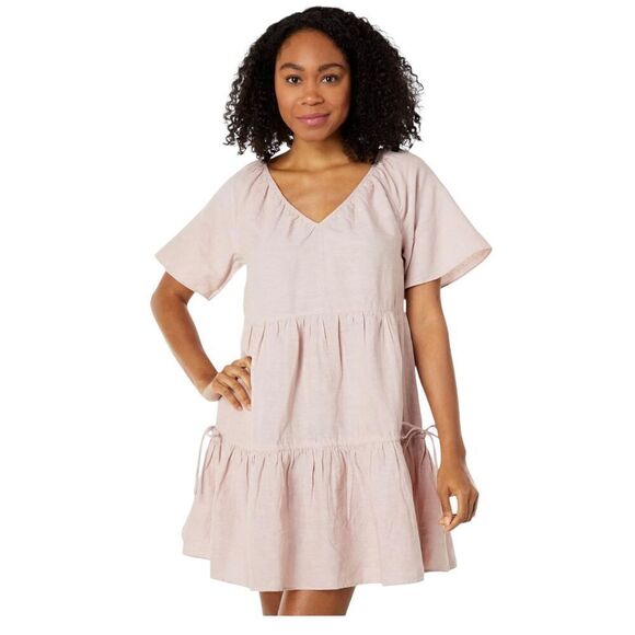 Madewell Linen Blend Lorelei Mini Dress Pale Pink Size S - Picture 2 of 16